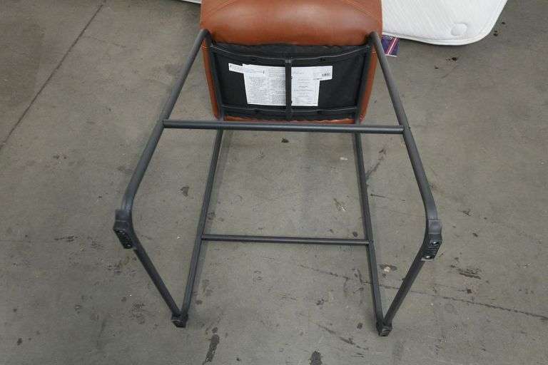 (3) Brown Faux Leather Bar Stools, Metal Base - Roller Auctions