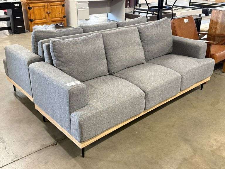 (2) Modern Gray Fabric Sofas, 78in - Roller Auctions