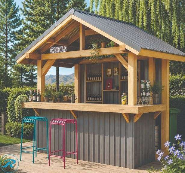 DIY - Rustic Outdoor Bar 10x8 – Solid Wood + Metal Look