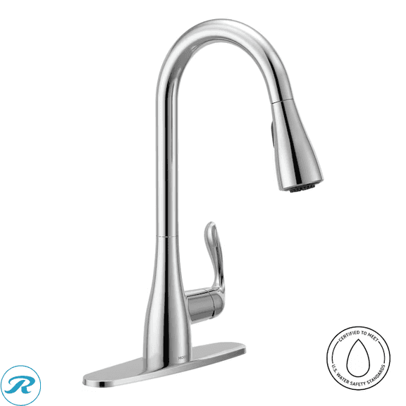 New - Moen Georgene Chrome Single Handle Deck-mount Pull-down Kitchen Faucet with Sprayer (Includes Deck Plate)