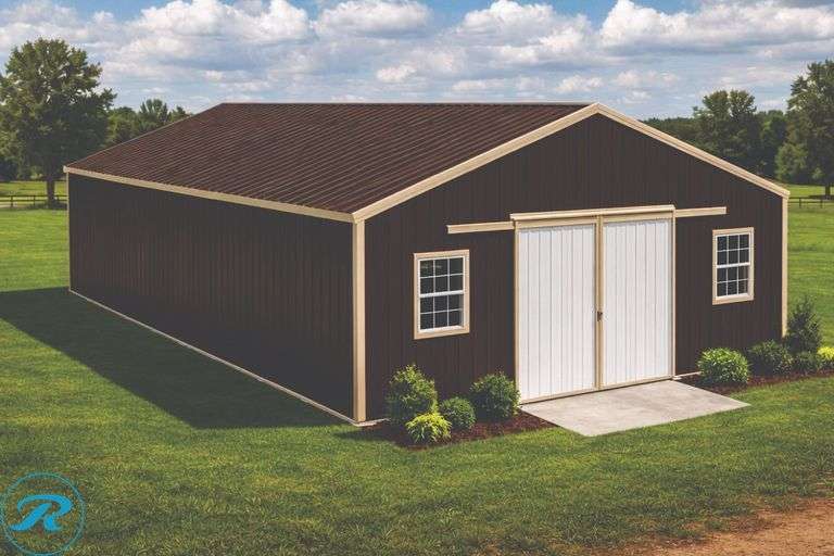 DIY KIT - 30x48x10 Pole Barn Kit - Complete Package - Trusses, Framing, Metal Siding & Roofing Included.