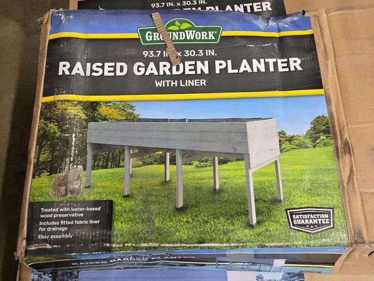 New GroundWork Raised Garden Planter With Liner, 93.7 In. x 30.3 In.