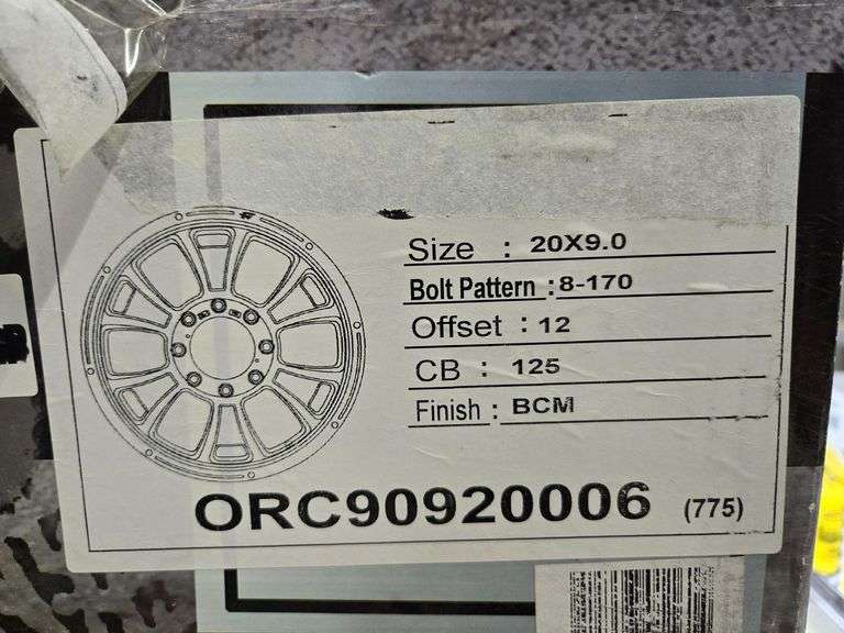 (4) New O.R.C. Off Road Concept ORC90920006 Wheels, 20x9.0, 8-170 Bolt Pattern, 12 Offset, 125 CB, BCM - Roller Auctions