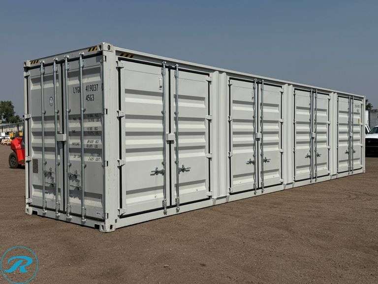 New 2026 40' Steel Storage Container, High Cube, 9'6" High X 8' Wide, (4) Double Door Side Openings