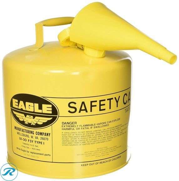 (4) New Eagle Manufacturing 5 Gallon Steel Yellow Safety Can for Diesel