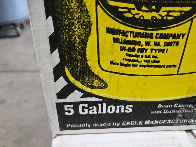 (2) New Eagle Manufacturing 5 Gallon Steel Yellow Safety Can for Diesel - Roller Auctions
