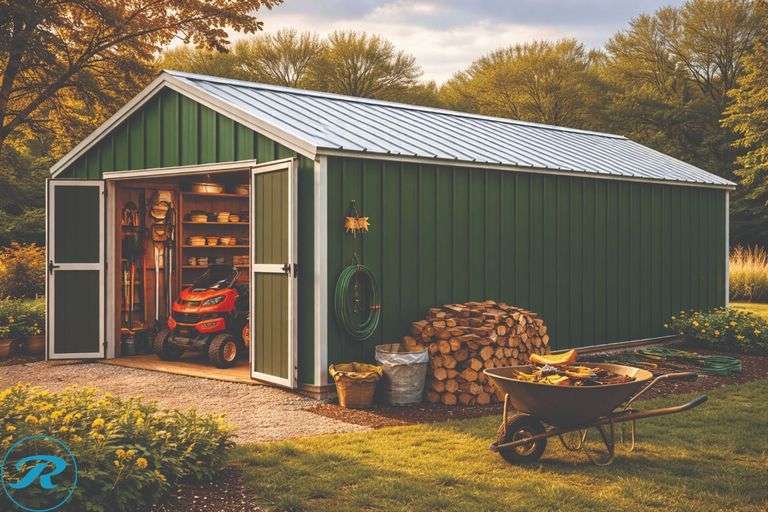DIY - 12x24 Storage Shed - Huge Space - Wood Frame & Metal Siding - Heavy Duty