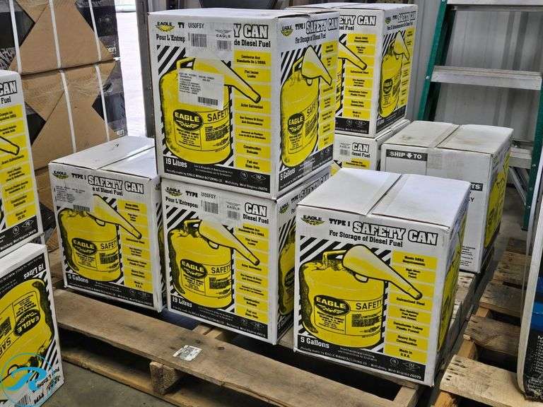 (4) New Eagle Manufacturing 5 Gallon Steel Yellow Safety Can for Diesel - Roller Auctions
