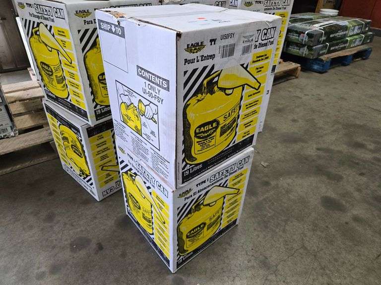 (2) New Eagle Manufacturing 5 Gallon Steel Yellow Safety Can for Diesel - Roller Auctions