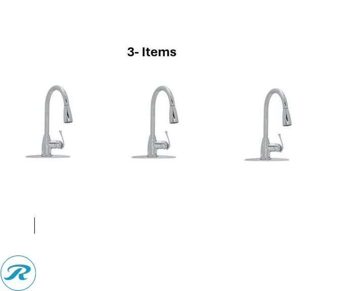 (3) New - Project Source Tucker Chrome Single Handle Deck-mount Pull-down Kitchen Faucet with Sprayer (Includes Deck Plate)