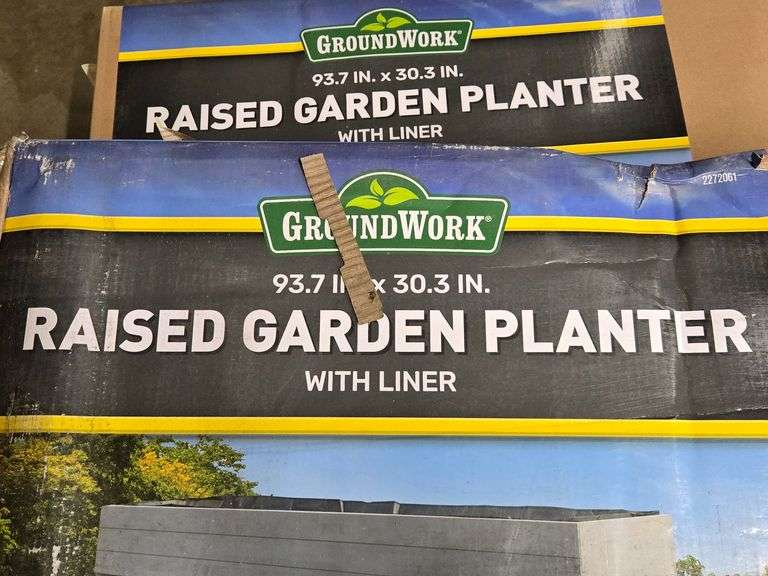 New GroundWork Raised Garden Planter With Liner, 93.7 In. x 30.3 In. - Roller Auctions