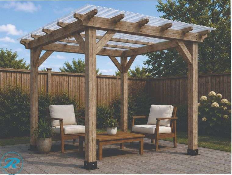 DIY - Handcrafted 8' x 8' Cedar Pergola Kit – Weathered Finish
