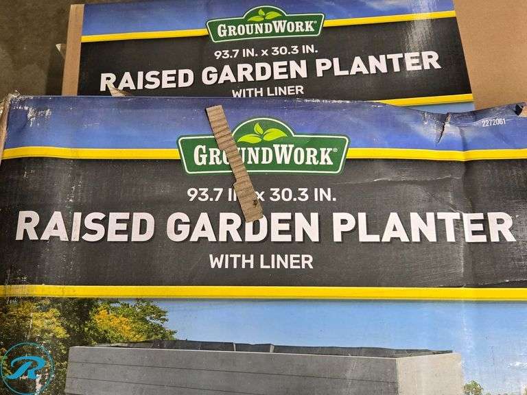 New GroundWork Raised Garden Planter With Liner, 93.7 In. x 30.3 In. - Roller Auctions