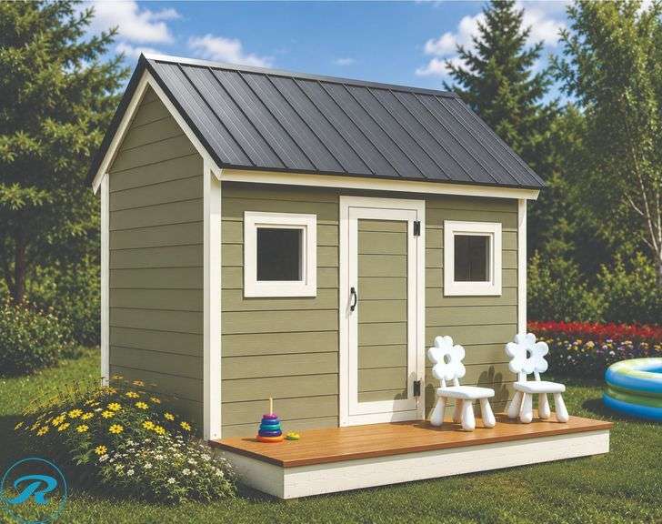 DIY - Handcrafted 5' x 8' Kids Playhouse Kit – Metal Roof Edition