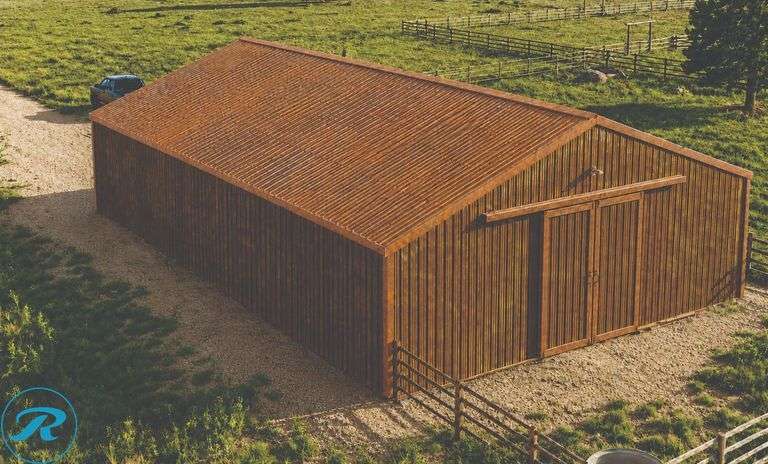 50’x80’ RUSTED METAL POLE BARN KIT – COMPLETE MATERIAL PACKAGE