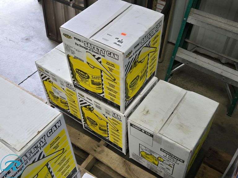 (4) New Eagle Manufacturing 5 Gallon Steel Yellow Safety Can for Diesel - Roller Auctions