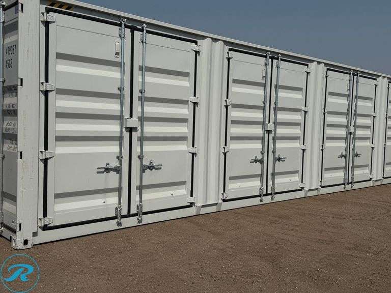 New 2026 40' Steel Storage Container, High Cube, 9'6" High X 8' Wide, (4) Double Door Side Openings - Roller Auctions