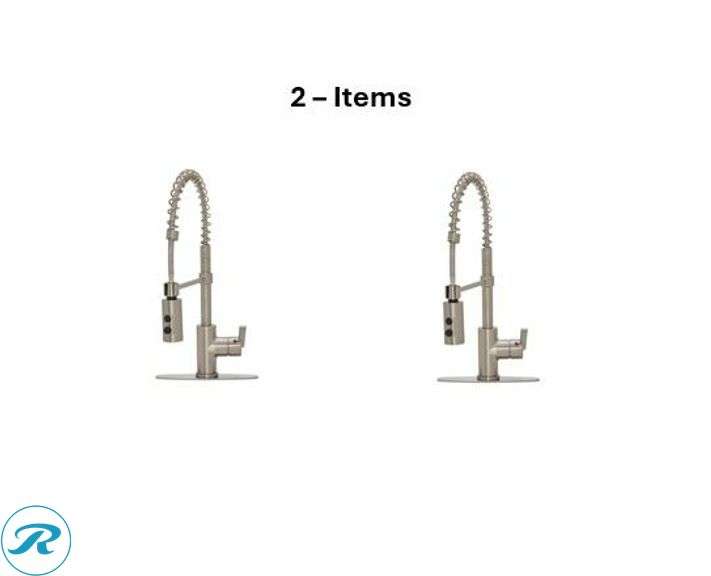 (2) New - Project Source Flynt Stainless steel Single Handle Deck-mount Pull-down Kitchen Faucet with Sprayer (Includes Deck Plate)
