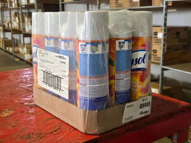 (24) Lysol Disinfectant Spray Brand New Day Mango & Hibiscus Scent 19oz
