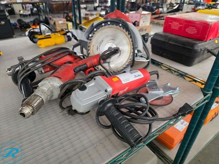 Milwaukee 6146-33 Grinder, 6365 Circular Saw, 0200-20 and 0300-20 Drills, Electric, 120V