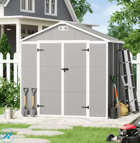 New Resin Outdoor Storage Shed, NBSS004DGR810-44-V2, Dark Grey, 8'x10'