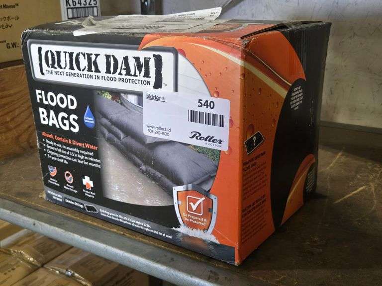 Box of Quick Dam Flood Bags, Model QD1224-20, 1ft x 2ft x 3.5in