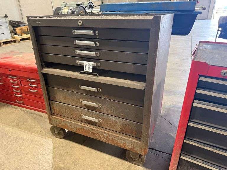 Kennedy Model 297X Industrial Rolling Tool Cabinet With Drawers And Machinist Contents