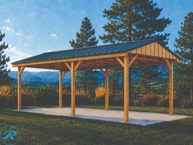 NO PERMIT REQUIRED! 10' x 20' Rustic Solid-Wood DIY Carport Kit – Vintage Metal Roof