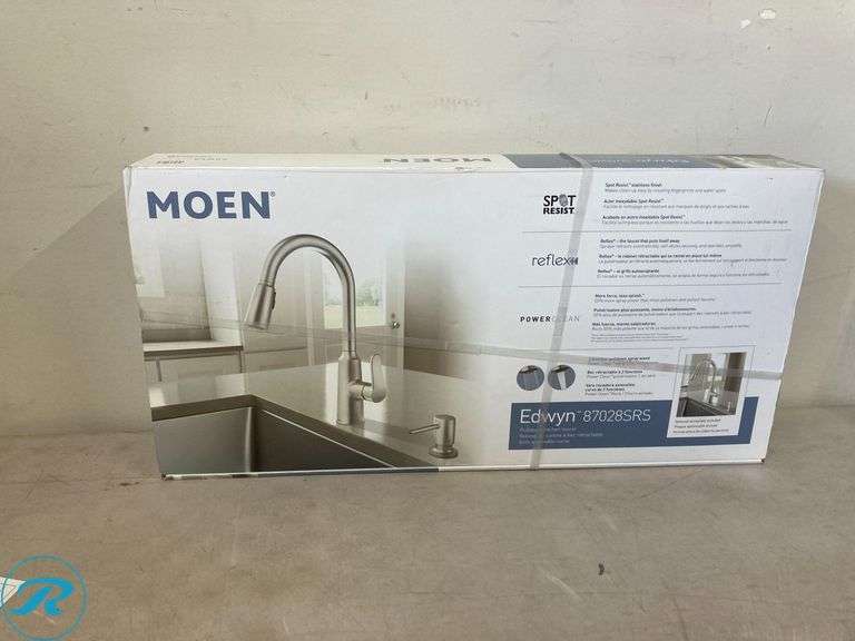 New - Moen Edwyn Spot Resist Stainless Single Handle Deck-mount Pull-down Kitchen Faucet with Sprayer (Includes Deck Plate) (Includes Soap Dispenser)