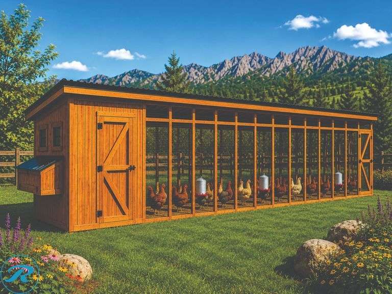8'×40' Brown DIY Chicken Coop & Run Kit – 30 PSF Snow Load