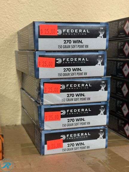 (5) Federal 270 WIN 150 Grain Soft Point RN Ammunition, 20ct