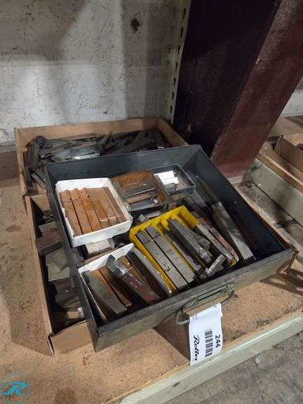 Tray of Assorted Steel Lathe Tool Bits and Tool Holders