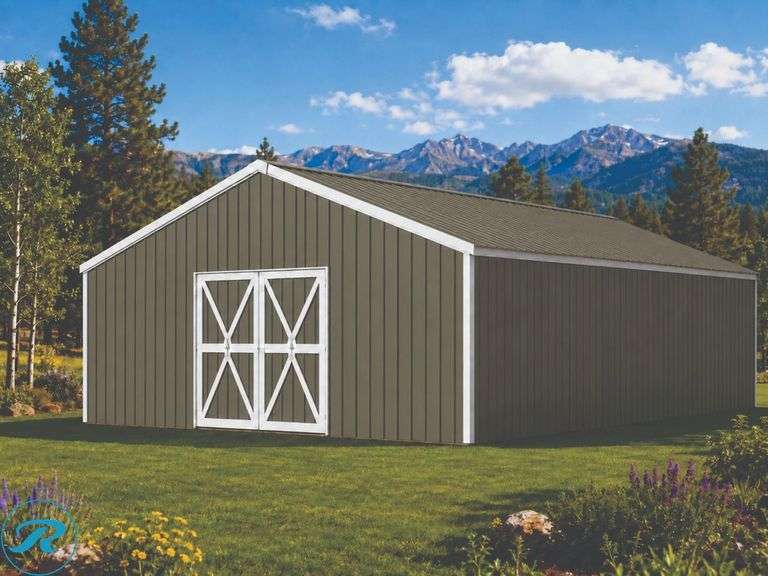 DIY KIT - 20' x 30' x 10' Hickory Moss Pole Barn Kit – All Materials Included – 30 PSF Snow Load