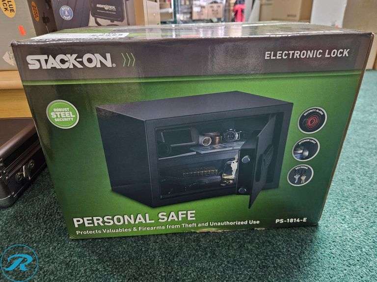 Stack-On PS-1814-E Personal Safe, Electronic Lock, Robust Steel Security, Security Alarm, Interior Light, Key Hooks
