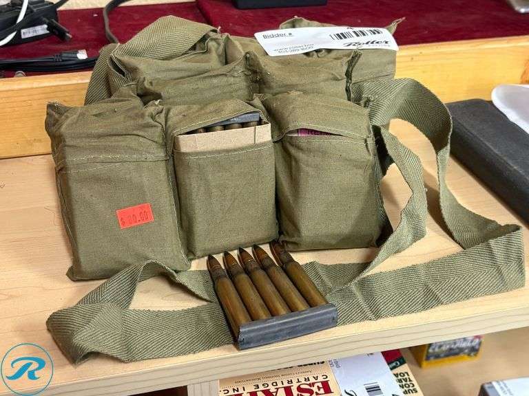 US Military 30.06 Black Tip Ammunition With Stripper Clips in Bandoilers