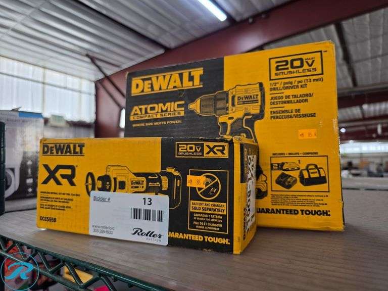 DeWalt DCD794D1 Atomic 20V Brushless 1/2" Drill/Driver with Batteries and Charger and DCE555B XR 20V Brushless Drywall Cut Off-Tool (Tool Only)