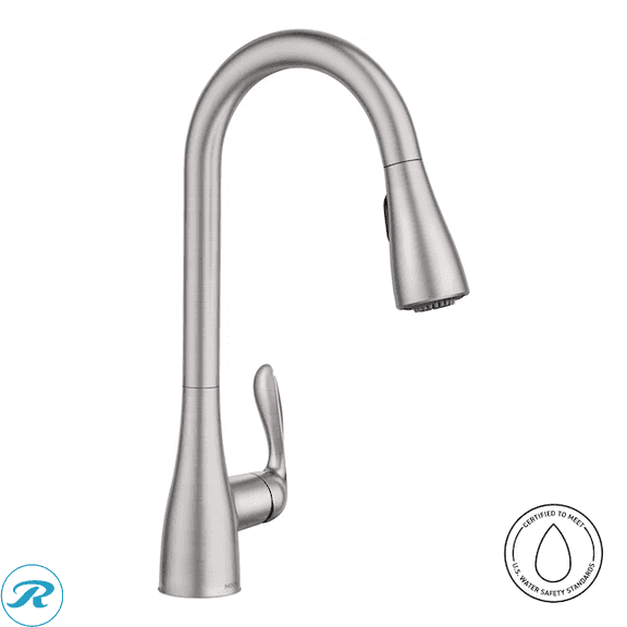New - Moen Georgene Spot Resist Stainless Single Handle Deck-mount Pull-down Kitchen Faucet with Sprayer (Includes Deck Plate)