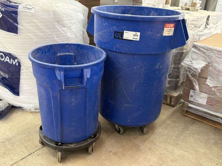 (2) Uline Plastic Utility Trash Cans
