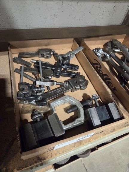 Tray of Lathe Tool Holders, Clamps, and Quick Change Tool Posts