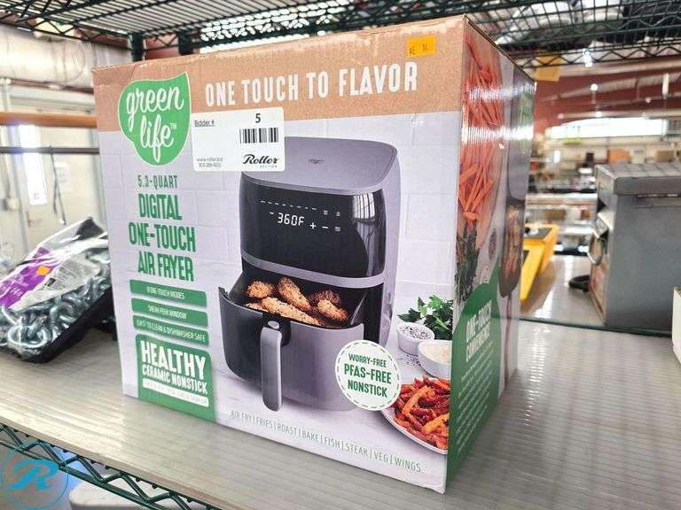 New GreenLife CC009534-001 Digital One-Touch Air Fryer, 5.3-Quart