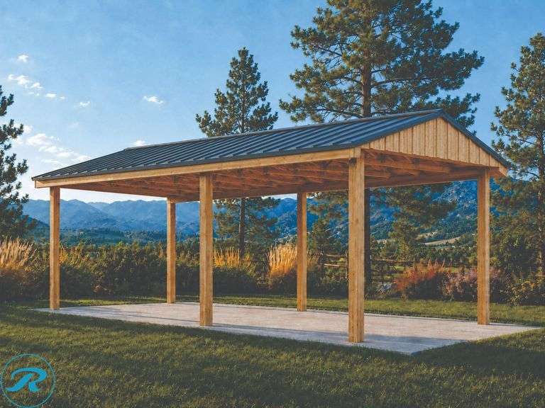 DIY - 10' x 20' Solid Weathered-Wood Carport – Vintage Metal Roof