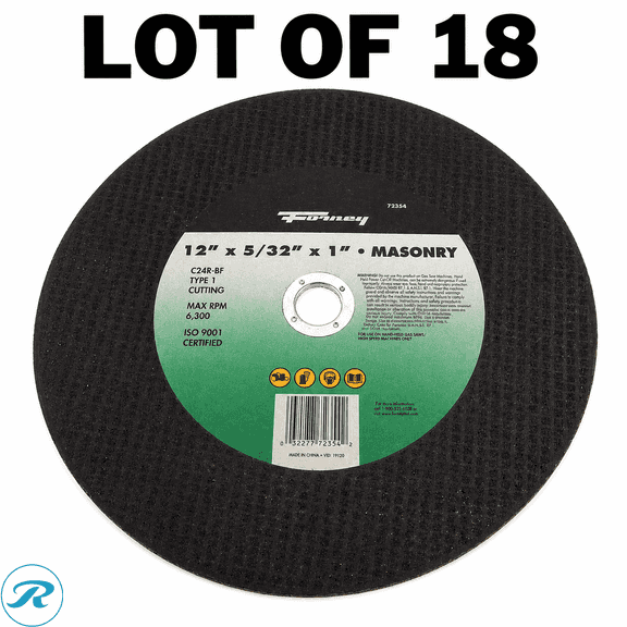 (18) New Forney 72354 Masonry/Asphalt Cutting Wheels, 12x5/32x1