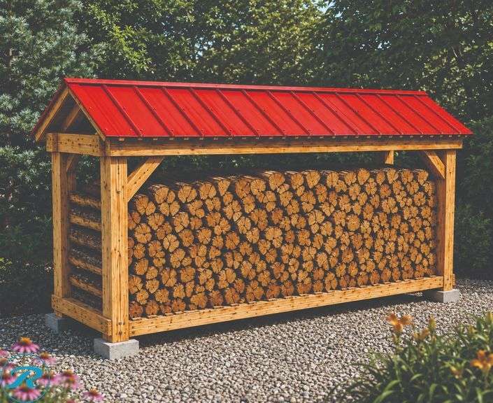 Rustic Firewood Rack Kit w/ Metal Roof – Easy DIY Build!
