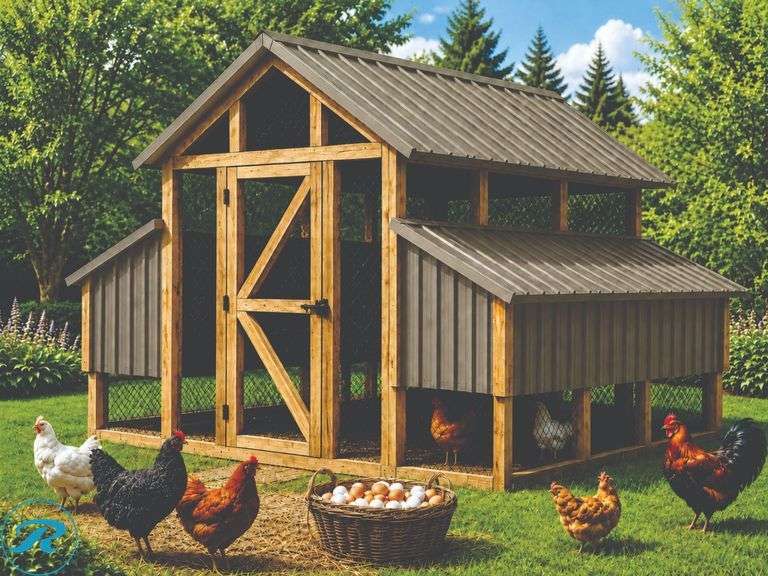 10'×8' Hickory Moss DIY Chicken Coop & Run Kit – 30 PSF Snow Load