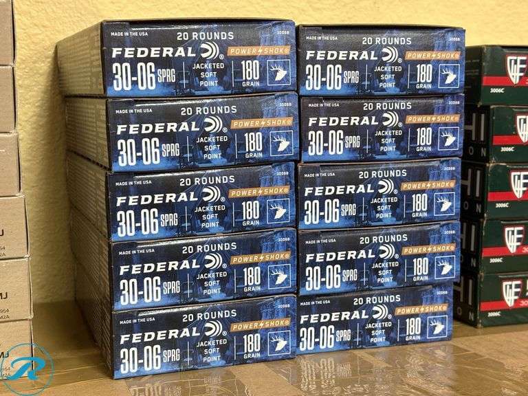 (10) Federal 3006B Power-Shok 30-06 SPRG Jacketed Soft Point Ammunition,180 Grain, 20ct