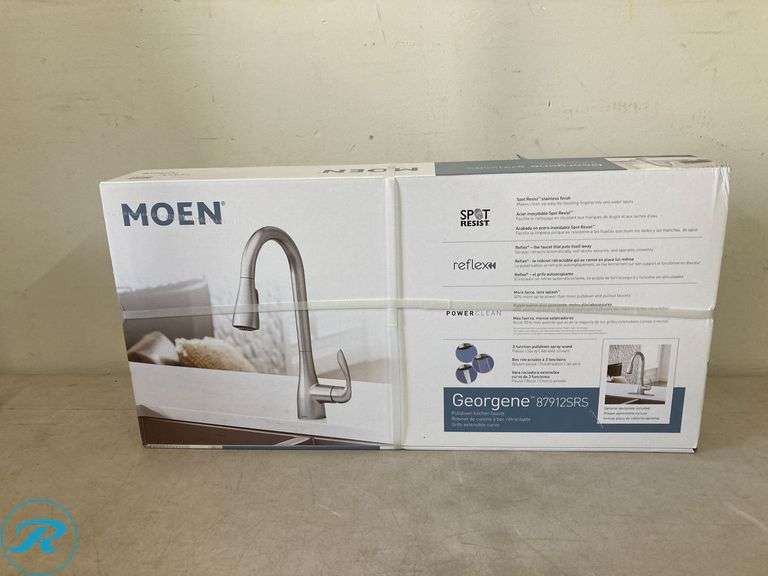 New - Moen Georgene Spot Resist Stainless Single Handle Deck-mount Pull-down Kitchen Faucet with Sprayer (Includes Deck Plate)
