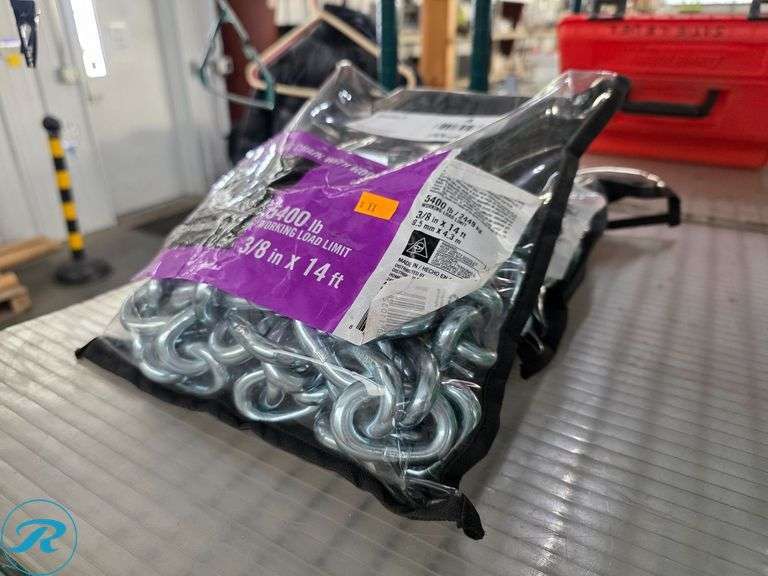 (2) Bags of Everbilt Chain with Hooks, 3/8 In X 14 Ft, 5400 Lb Capacity