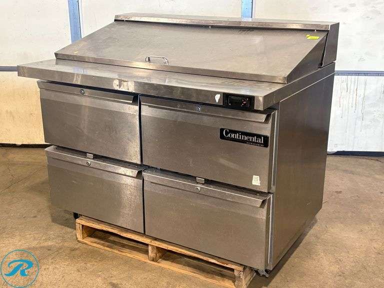 Continental DL48-18M Mega Top 4-Drawer Refrigerated Sandwich Prep Table
