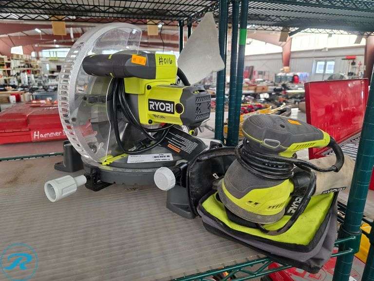 Ryobi TS1346 Miter Saw and Ryobi RS290G Random Orbit Sander, 120V Electric