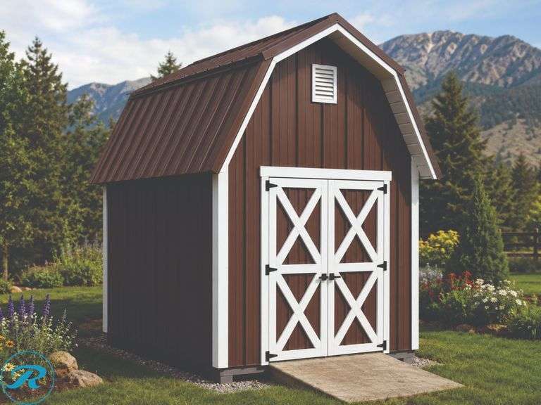10' x 12' Brown Gambrel Garden Shed Kit – All Materials Included – 30 PSF Snow Load